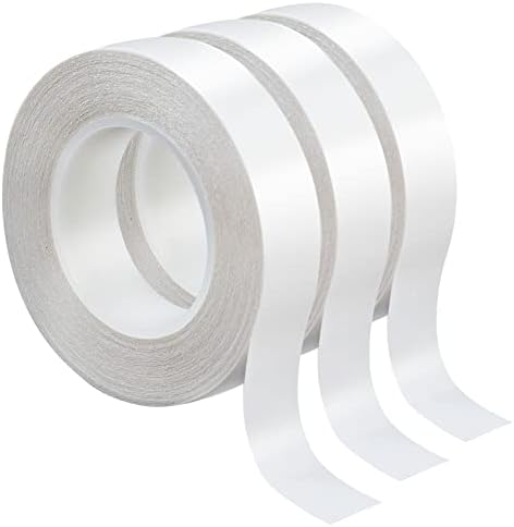 XEHAHOSH 3 Rolls Thin Double-Sided Tape for Crafts, Arts, Scrapbooking,Photography, Paper Backing, Tear-by-Hand,0.4-in by 43-ft