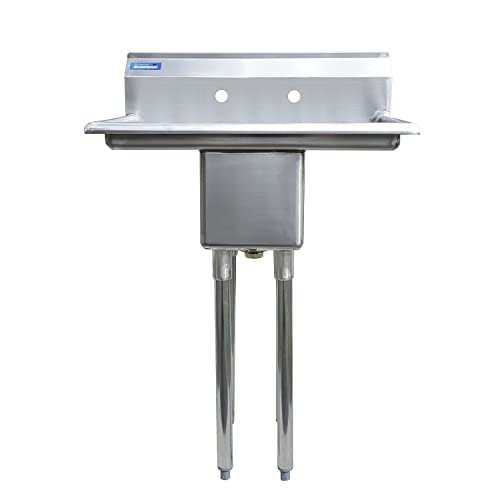 Image of AmGood Stainless Steel Prep & Utility Sink | 304 Stainless Steel | Restaurant, Kitchen, Laundry, Garage | NSF (Bowl Size: 10 inchx14 inchx10 inch + 10 inch 2 Drainboards)