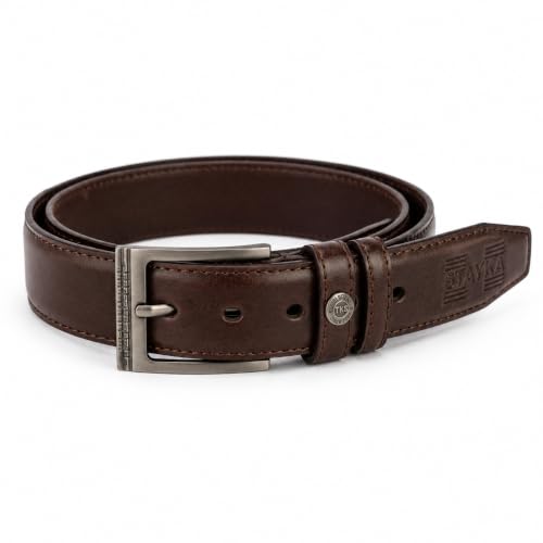 Image of Kaarava Leather Belt for Men 110 cm Black Adjustable Metal Buckle