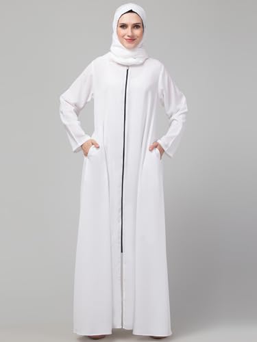 Image of Mallika Women Modest Wear Nida Matt Front Open Zipper Abaya Burkha for Everyday use