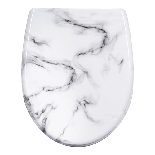 WOLTU Abattant WC avec Frein de Chute, Lunette Toilettes WC, Cuvette WC, en Forme O, Dégagement Rapide, Charnières Réglables, en Plastique Duroplast