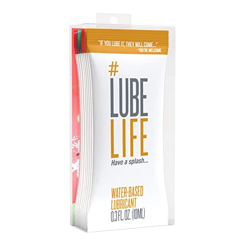 Lubelife Variety Sample Pack, Water Based Personal Lubricant 8x0.3 Ounce - Original, Watermelon, Strawberry and Mint Chocolate chip lube for Men, Women and Couples