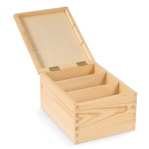 IMPWOOD FOTOBOX CD Holzkiste mit Deckel - 24x18,5x13,5 - Multifunktionaler...