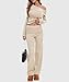 Casly Lamiit 2 Piece Fall Sets for Women 2025 Fashion Off the Shoulder Sweater Top Wide Leg Pants Lounge Sets Going Out Airport Outfits Sexy Y2K Clothes Apricot L