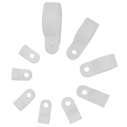 Xingyheng 225Pcs 9 Size White Nylon R-Type Cable Clamp Fastener Assortment Kit For (1/8, 3/16, 1/4, 5/16, 3/8, 1/2, 5/8, 3/4, 1) Inch Dia Wire Tube (Plastic Wire Cord Clip Fixer) #TOP2