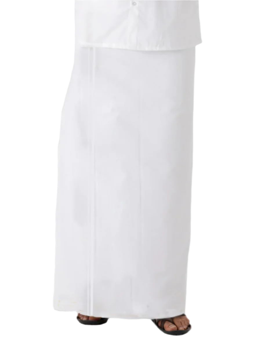 ramraj cotton Men Linen Cotton Single Layer White Dhoti with Small Border-picture-16