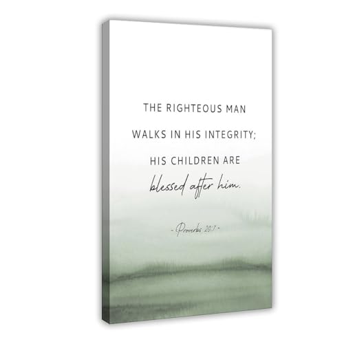 Proverbs 20 7 Bible Verse Christian Gift Inspirational Canvas Art Poster