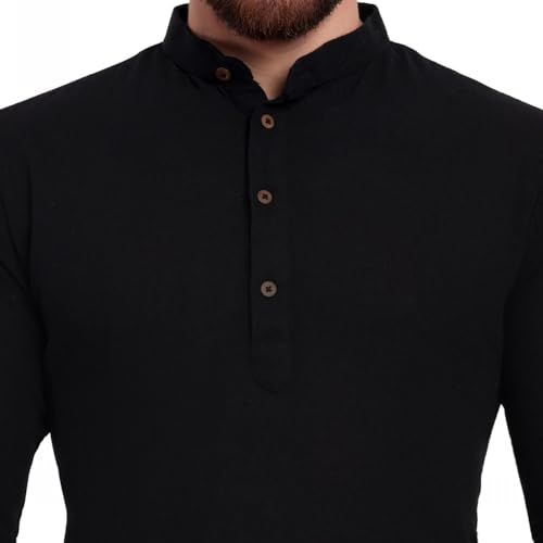 Kurta Pyjama pour Homme SKAVIJ Noir - Finis les Pyjamas Serrés Grâce à la Coupe Ample - 3