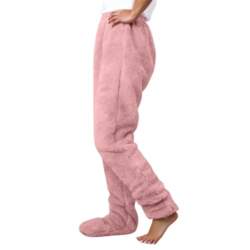 Pantalon de pyjama en polaire chaud pour femme bas de nuit long ample
