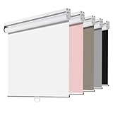 Joydeco Cordless Roller Shades Blackout Blinds for Windows Room Darkening Rolled Up Shades with Spring System, UV Protection Window Shades Door Blinds for Home and Office (70 'W x 75' H, White)