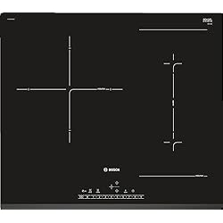 Bosch Hogar Serie 6 PVJ631FB1E - Placa de inducción, 60 cm, 17 niveles de potencia, 2 zonas + CombiZone, Gran zona 28 cm I Serigrafía Lineal, Negro con bisel delante