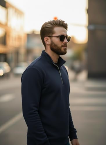 Image of Mack Jonney Men's Fleece Half-Zip High Neck Sweatshirt | Warm & Stylish Winter Wear -JM4380