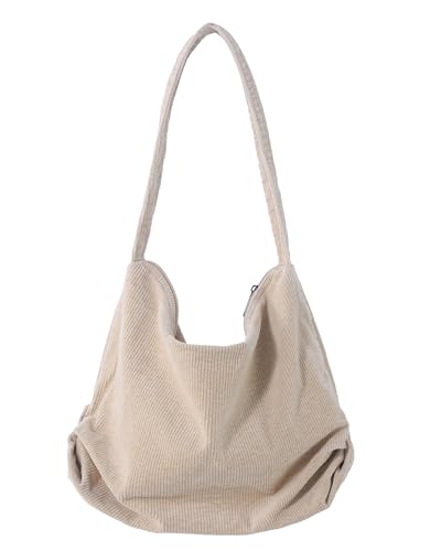 Image of 2026 Corduroy Tote Bag with Zipper Large Casual Handbags Shoulder Purse for Women