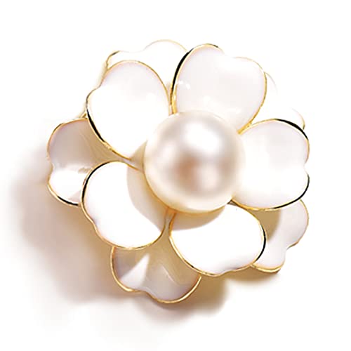 JJWNMLL Broche de aleación de esmalte de perlas artificiales para mujer, ramillete blanco, accesorios de ropa, elegante y popular duradero, Acero aleado