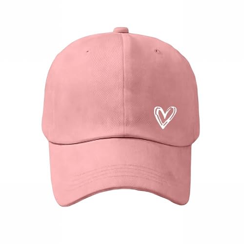 Casquette de baseball rouge 5 panneaux en coton aspect usé et broderie cœurs tendance