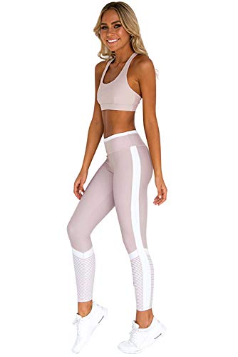 Abbigliamento Sportivo Donna Fitness Completo Tuta da Ginnastica Donna 2 Pezzi Moda Reggiseno Sportivo e Leggins Push Up Vita Alta Tinta Unita Tute Aderenti Crop Top e Pantaloni Lungo Estivo Sportwear