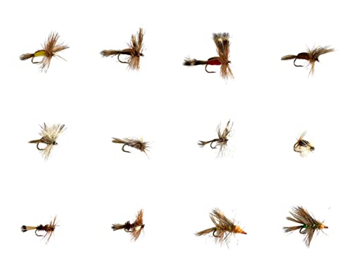 Feeder Creek Premium 72pc Dry Fly Assortment - 12 Patterns in Sizes 12, 14, 16. Includes Adams, Stimulator, Renegade, Royal Coachman and More. Great for Trout, Bass & Other Freshwater Fish 
