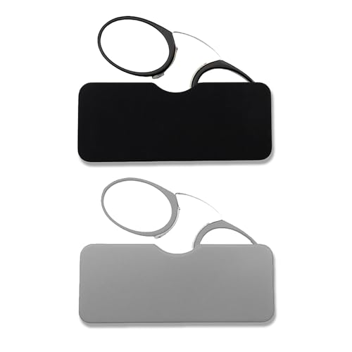 COVESATO Mini Armless Reading Glasses for Men Women Slim Thin Clip on Nose Readers with Small Portable Case(2-Pack,2.00)