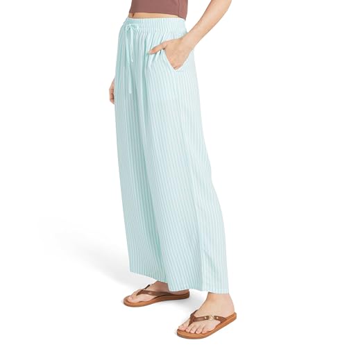 Billabong Womens Premium Quality Rayon High Waisted Wide Leg Beach Pants Dusk Blue Medium