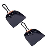 CLENEHUT 2 Pack Metal Dust Pan, 12 Inch Heavy Duty Dustpans, with Handle Black Large Dustpan for Indoor, Outdoor, Home Garage,Fireplace, Industrial and Commercial Use