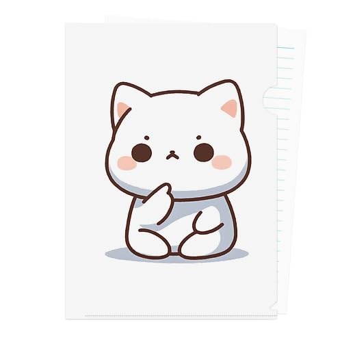 Amazon | 【受注生産】考え中のかわいい白猫 キャラクター イラスト 猫