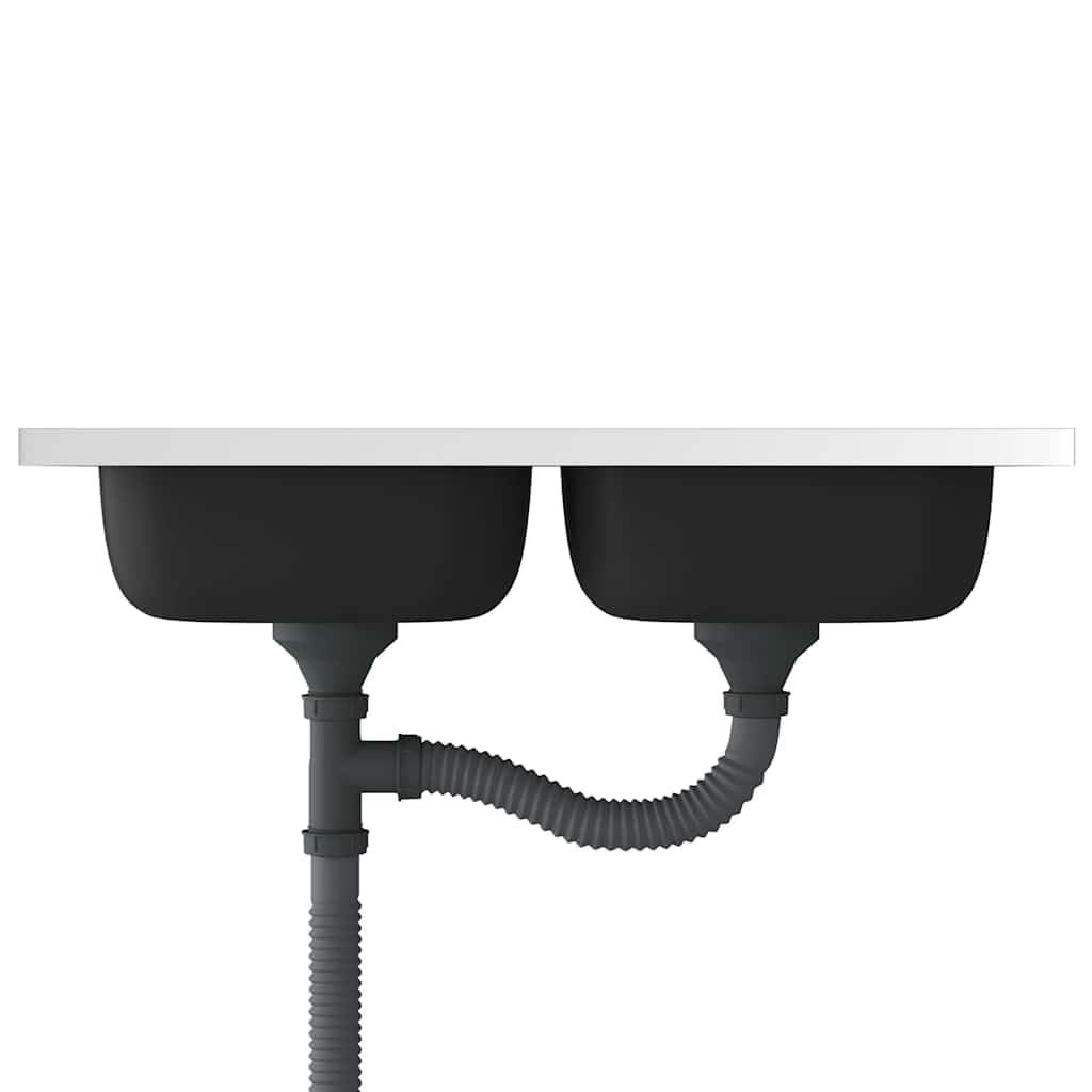 vidaXL Fregadero de Cocina Doble Seno, Pila Encima de Armario, Pileta de Cocina Superior, Lavabo Decorativo para Hogar, Acero Inoxidable