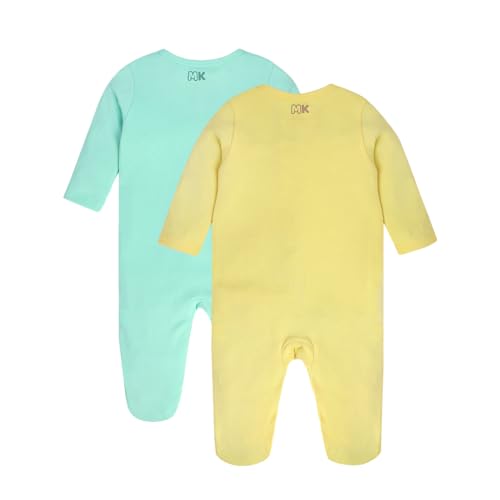 Image of miniklub Baby Front Open Long Sleeve Full Length Knitted Cotton Sleep Suit (Yellow Color)