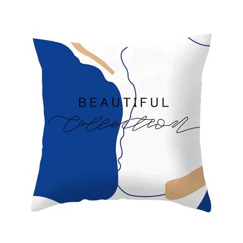 Taie d'oreiller bleu minimaliste géométrique pour un salon au style de luxe
