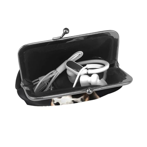 long ears french bulldog print Women's leather kiss lock coin wallet Portable wallet for office and travel4