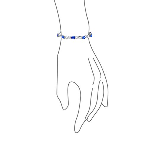 9Ct Blue Simulated Sapphire Bridal Oval Aaa Cz Alternating Infinity Tennis Bracelet For Women For Girlfriend .925 Sterling Silver 7" #TOP1