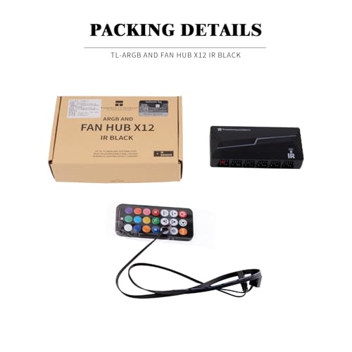 Image of Thermalright ARGB and Fan HUB X12 IR Black Hub Controller Support 12 Groups of CPU Fans,3Pin PC ARGB Controller and 4Pin PWM Fan,SATA Power Cord Direct Input(12V 4pin RGB is Not Supported)