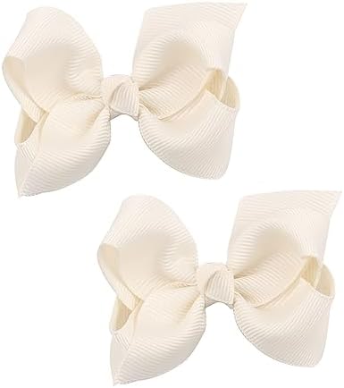 여아용 2피스 귀여운 7.6cm(3인치) 퓨어 컬러 리본 매듭 헤어 클립 사진 여행 일상 생활용 (크리스마스 그린) — 사진 6