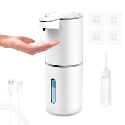 UCAMP Dispensador de Jabón Automático,380ml Automatico Dispensador Jabon Baño,Dispensador de Jabón de Manos Sin Contacto,Ipx5 a Prueba de Agua,Recargable por USB,para Cocina,Baño,Hotel