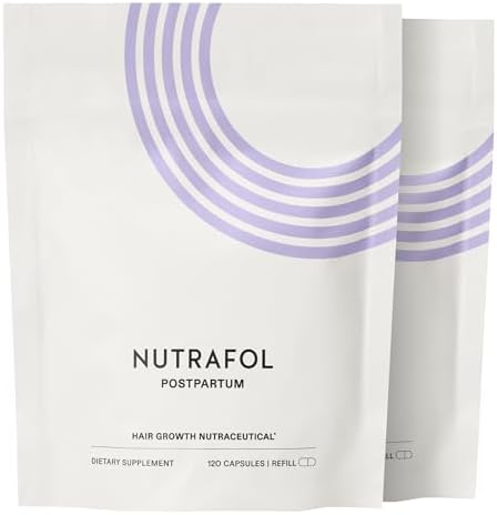 Nutrafol Postpartum Hair Growth Supplements, Clinically Tested for Visibly Thicker Hair and Less Shedding, Breastfeeding-friendly