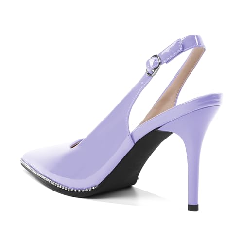 Image of SAMMITOP Women Slingback Heels Stilettos Closed Pointed Toe High Heel Silver Beaded Pumps Comfortable 3.5 Inch High Heels for Women Dressy Shoes