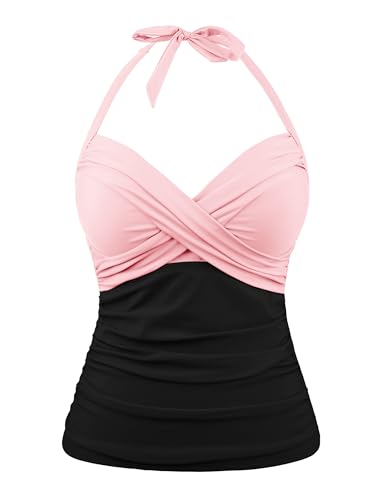 Tankini gainant Hilor anti-ventre rond avec armatures torsadées et dos nu chic