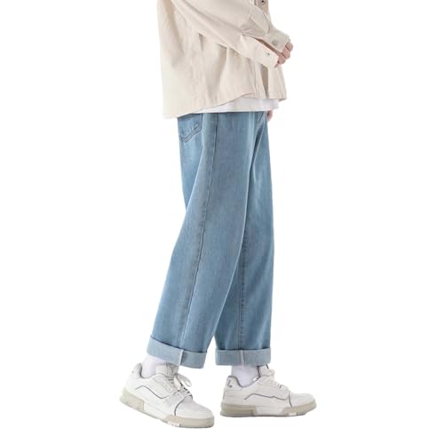 Men's Straight Leg Loose Fit Jeans Casual Denim Pants with Classic Pockets Zipper Fly