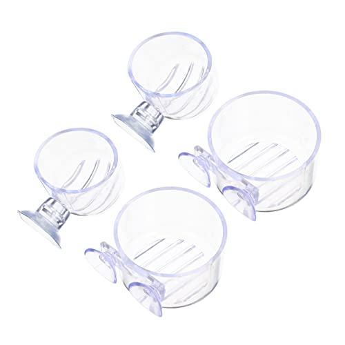 FONDOTIN 4piezas Taza De Alimentación para Acuario con Ventosas Contenedor para Almacenamiento De Gusanos De Soporte De Plantas De Acuario para Agua Dulce y Salada