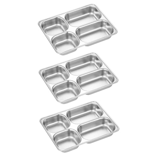 Cabilock Plato De Cena De 3 Uds Bandeja De Comida Dividida Bandeja De Comida De Restaurante Bandejas De Control De Alimentos Bandeja Dividida De Comida Plato Dividido De Comida