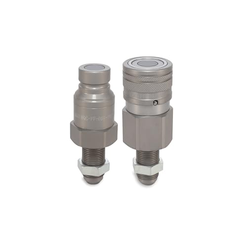 Image of 1 /2″ Flat Face Hydraulic Quick Couplers Set - 1 /2″ JIC Port Bulkhead Mount