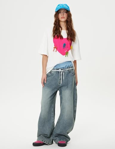 Aelfric Eden Double Waist Loose Sagging Jeans Baggy Denim Pants High Waist Stretchy Straight Wide Leg Jeans4