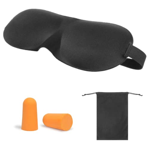 Antifaz para Dormir, Diseño 3D, Ajustable y Cómodo. Incluye Tapones para los Oídos y Bolsa de Viaje Cover