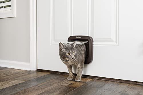 Puerta para gatos de microchip impermeable interior marrón 3
