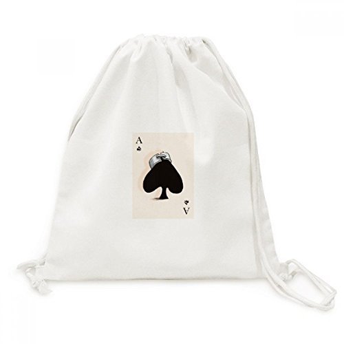 Sac à dos cordon avec motif as de pique en toile souple pour les passionnés de jeux
