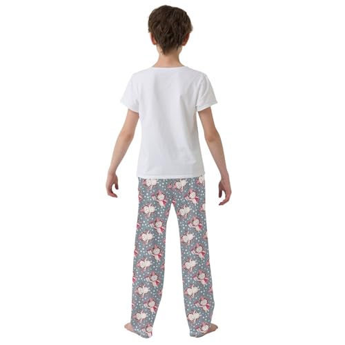 ZZXXB Xmas Hedgehog and Gift Boys Long Pants Soft Trousers Elastic Waist Kids Lounge Bottoms with Pockets S-XL3