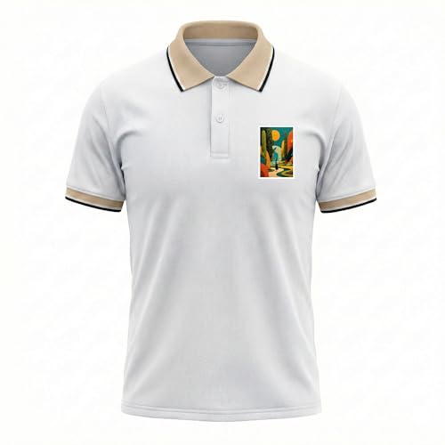 Image of Regular Fit Solid Half Sleeve Casual Tipping Collar Polo T-Shirt for Men