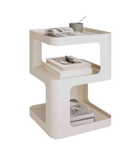 Nixaruy Mesa Auxiliar, Mesita Auxiliar Pequeña, Mesita de Noche Moderna, Mesa de Noche Decorativa, Mesitas de Noche de 3 Niveles, Mesas Auxiliares de Metal de Salón, Dormitorio, Entrada