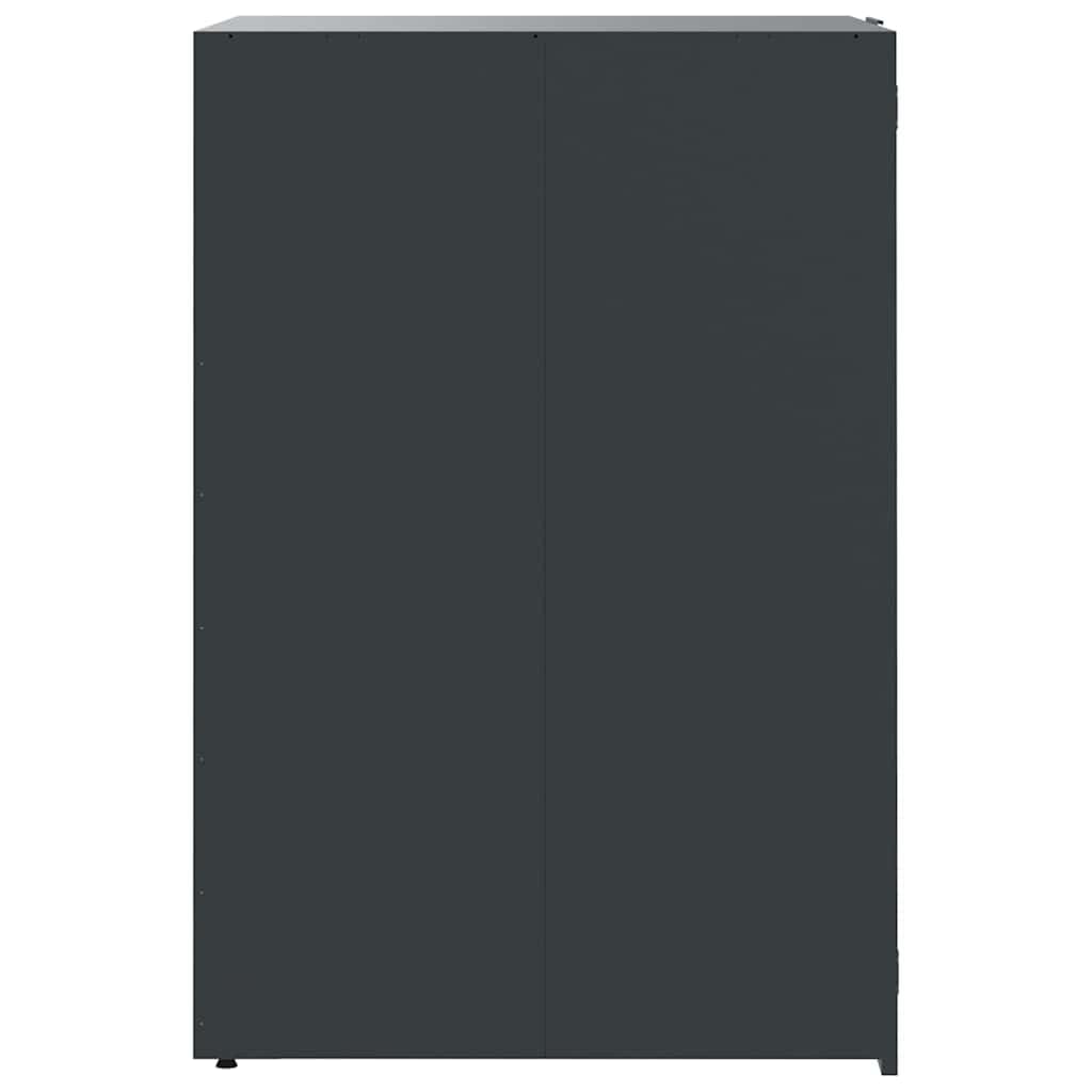 Caja para cubos de basura para 2 toneladas, color antracita, 138 x 79 x 117 cm, cubierta de acero con tapa de resorte de gas y cierre magnético, puertas delanteras para fácil acceso y buena