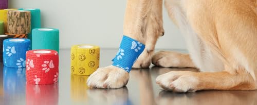 Image of A-Tape Breathable Self Adhesive Cohesive Bandage for Humans & Pets (Dogs, Cats, Birds) -Sports, Wrap, Athletic, Non Woven First Aid Medical, Wrist, Swelling (10 cm X 4.5 mtr) (Pack Of 4, Smiley)
