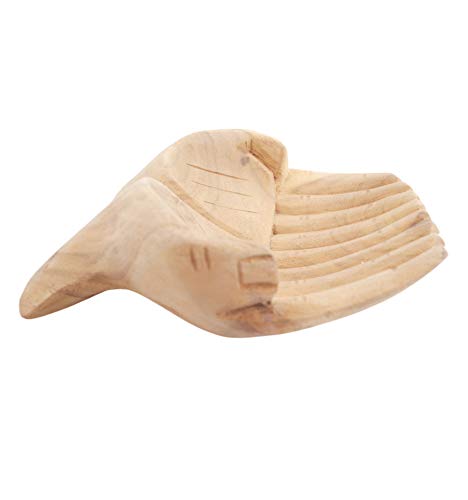 Escultura manos en madera. vide-poche/u00a0u0096u00a0Soporte de tarjetas de visita. Acabado Brute.